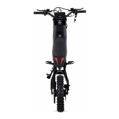 Wheely - Y10 vue de l'arrière avec guidon, écran, selle, repose-pieds, chaîne et pneu arrière à gros crampons