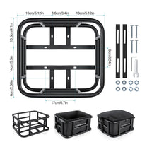 Dimensions : panier arrière pour vélo électrique