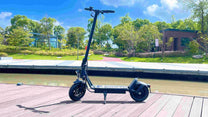 Trottinette électrique DriveTron DT01 vue de profil dans un parc