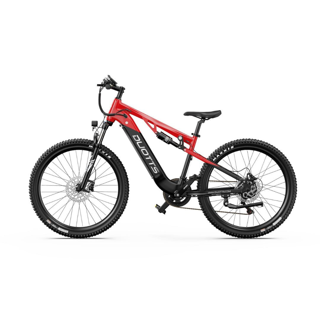 VTT électrique Duotts E29 vu de profil coloris rouge