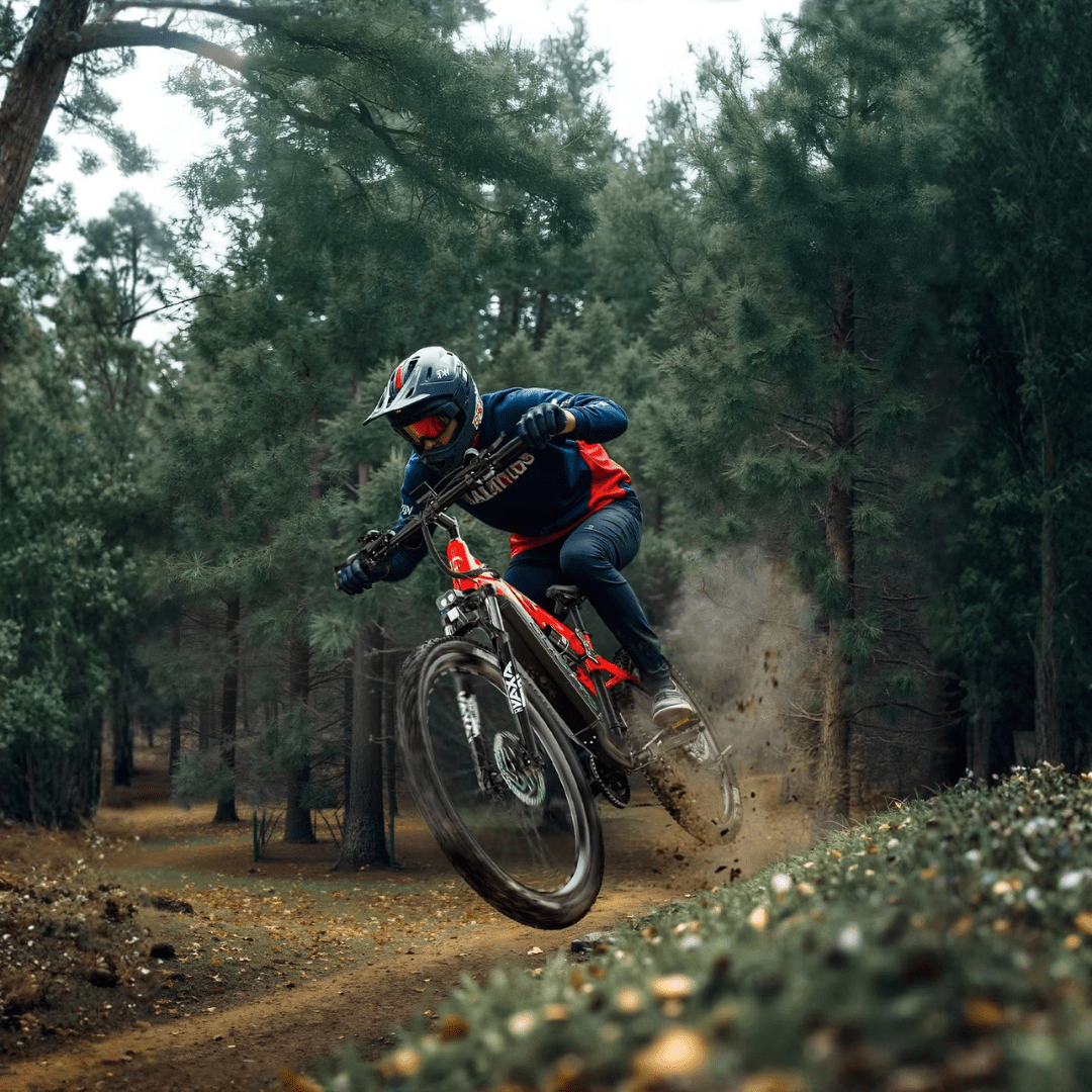 Pilote sur le VTT électrique Duotts E29 en tout-terrain