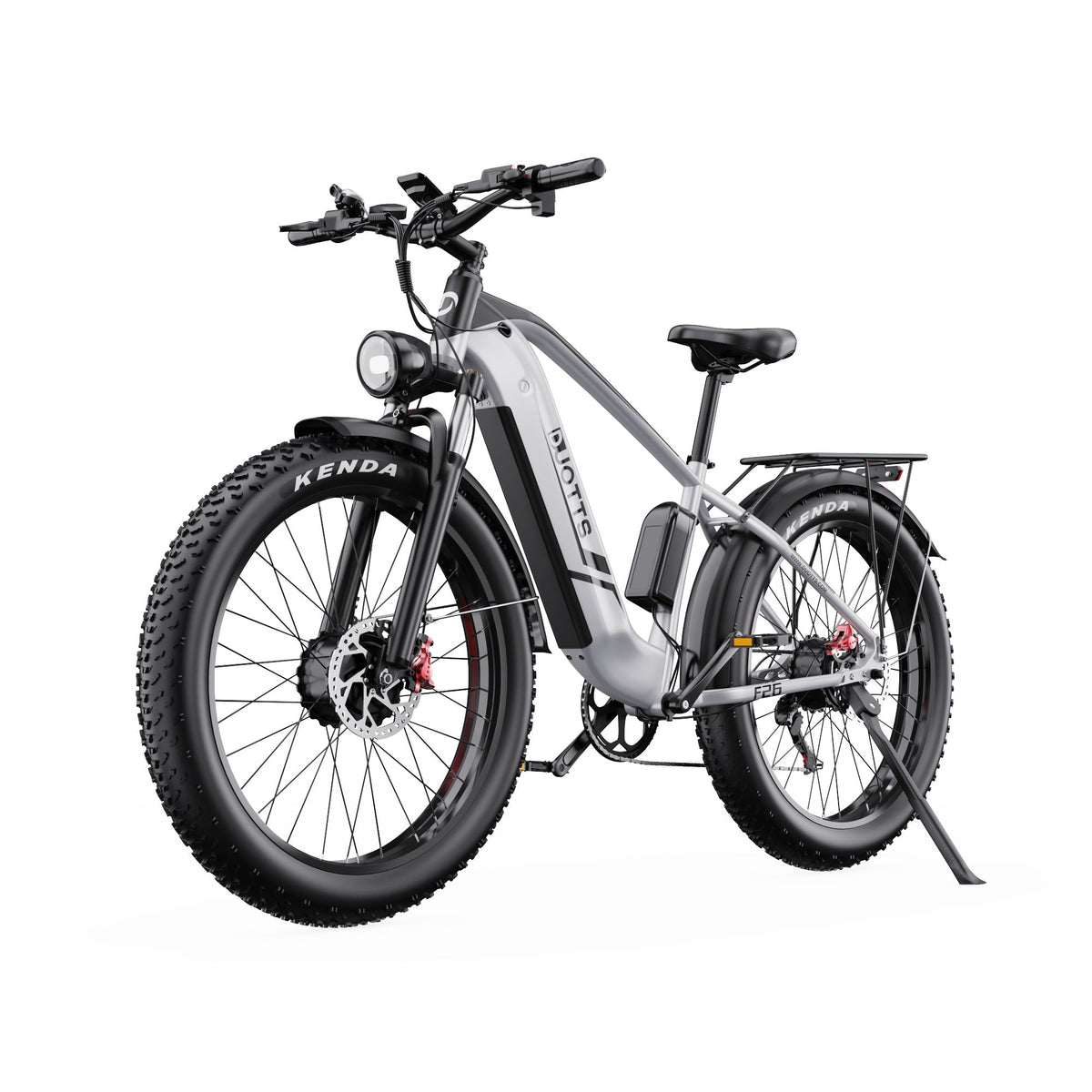 Vélo électrique fat bike Duotts F26 vu de trois-quarts avant coloris gris