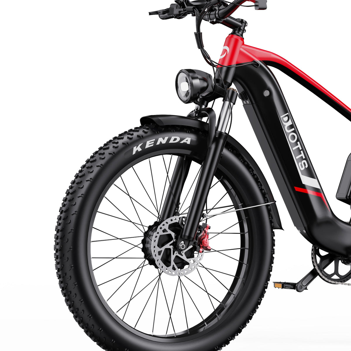 Roue avant et fourche du Duotts F26 coloris rouge
