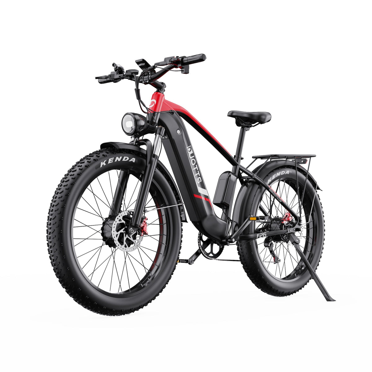 Vélo électrique fat bike Duotts F26 vu de trois-quarts avant coloris rouge