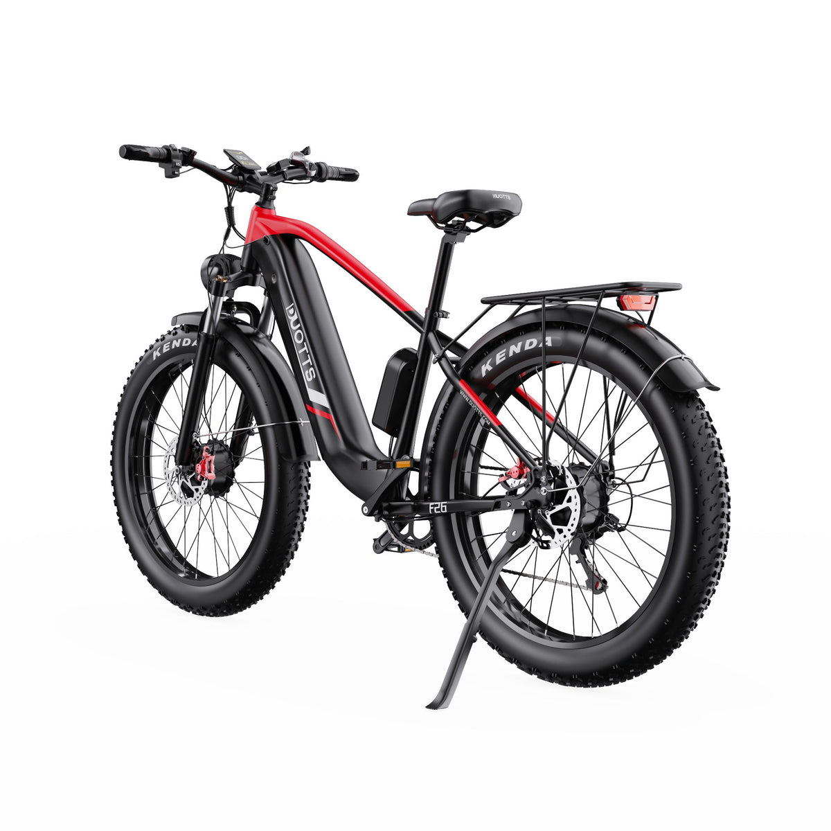 Vélo électrique fat bike Duotts F26 vu de trois-quarts arrière coloris rouge