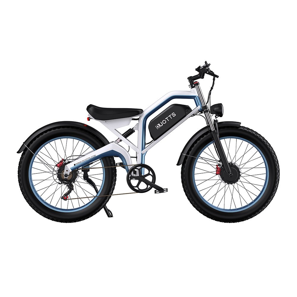 Vélo électrique fat bike Duotts N26 vu de profil de l'autre côté coloris gris