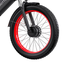 Gros plan sur le pneu du Duotts N26 coloris rouge