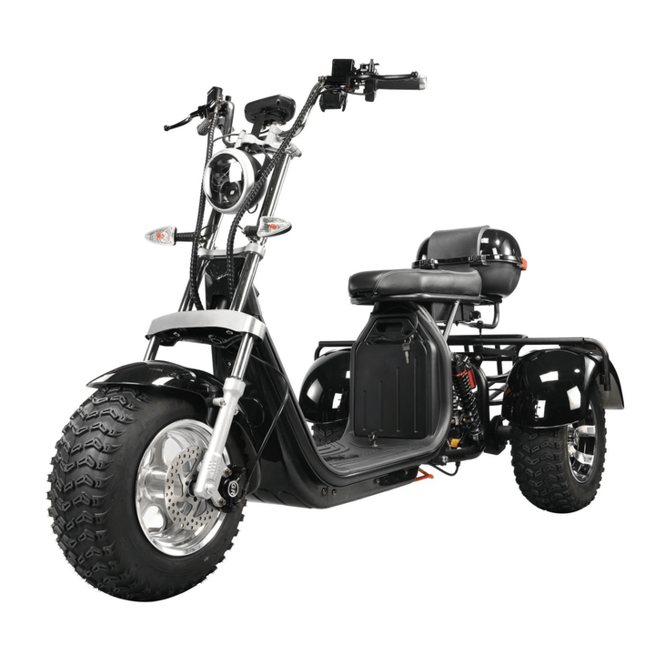 Tricycle électrique eHoodax 05WQ vu de trois-quarts avant