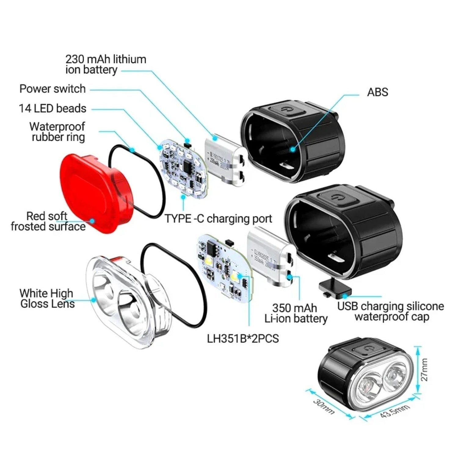 Främre & bakre lampa kit cykel - Tillbehör - Wheelyshop