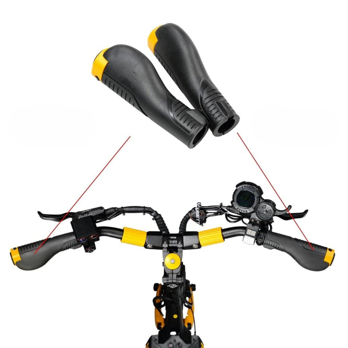 Poignées en caoutchouc avec clignotants pour VSETT 10+ sur le guidon