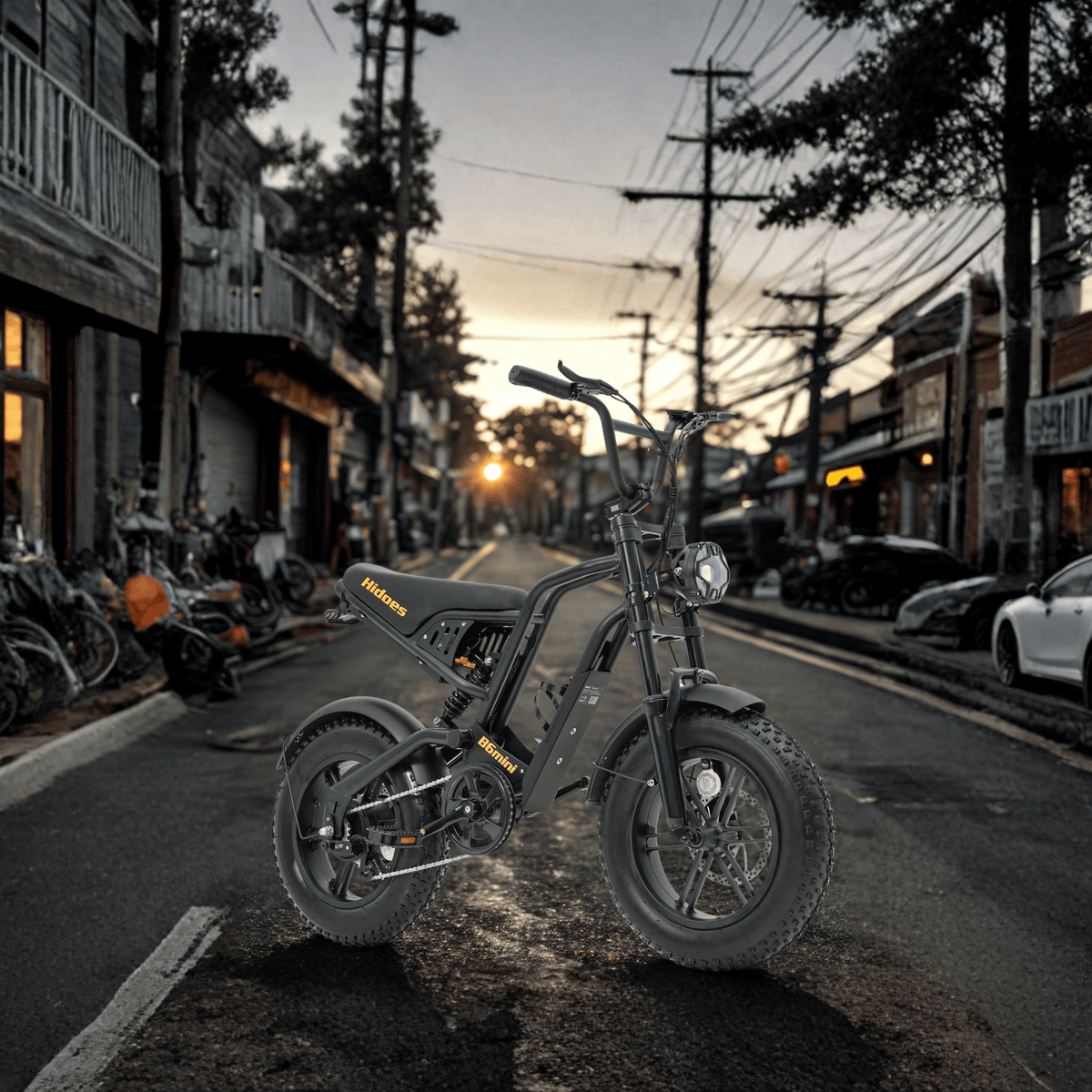 Personne roulant sur le vélo électrique fat bike Hidoes B6 Mini en ville