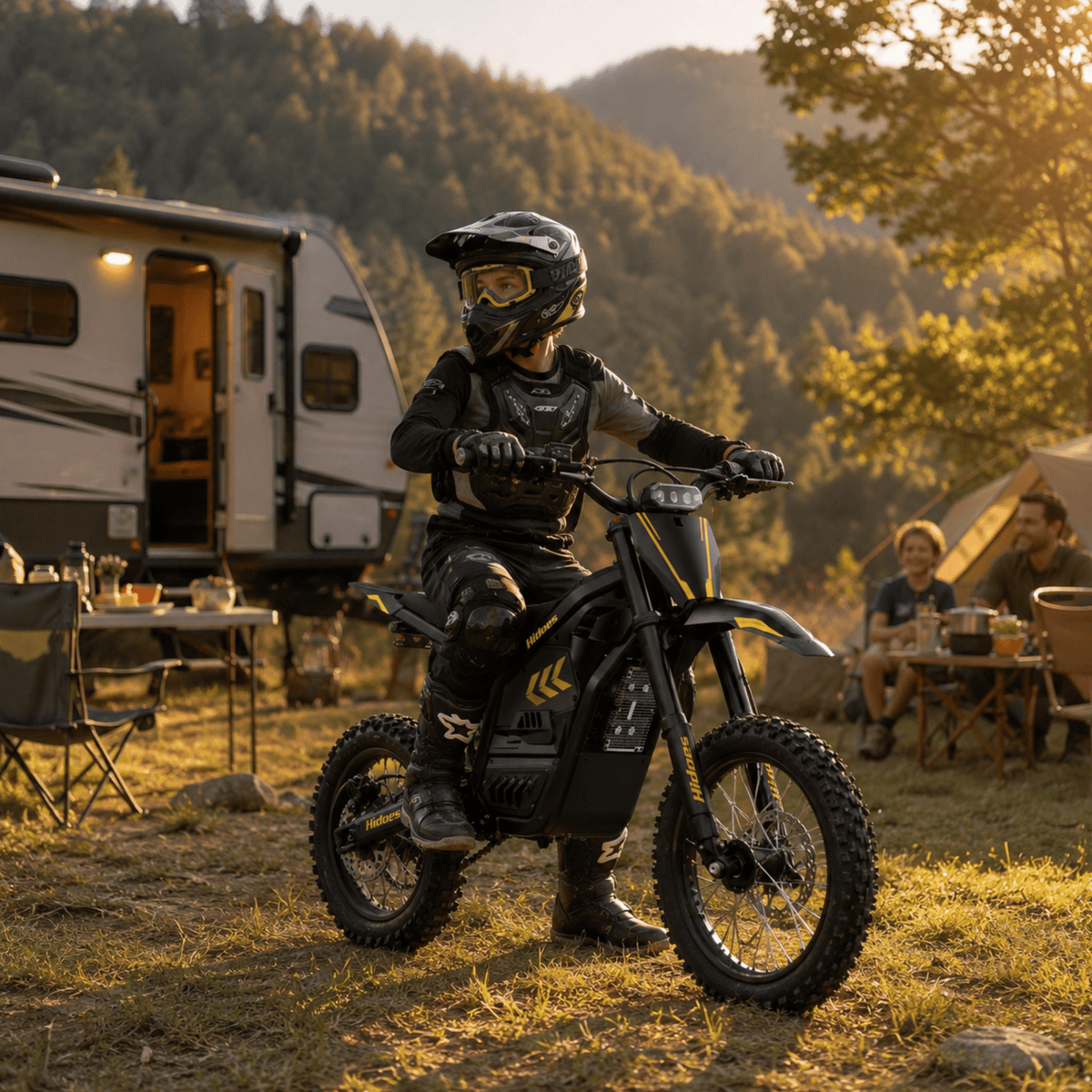 Personne debout avec la moto-cross électrique Hidoes G2