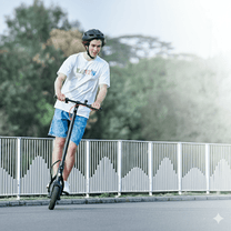 Personne roulant sur la trottinette électrique iScooter W6 en ville