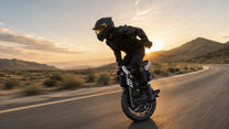 Personne roulant sur le monocycle électrique KingSong F22 Pro sur la route
