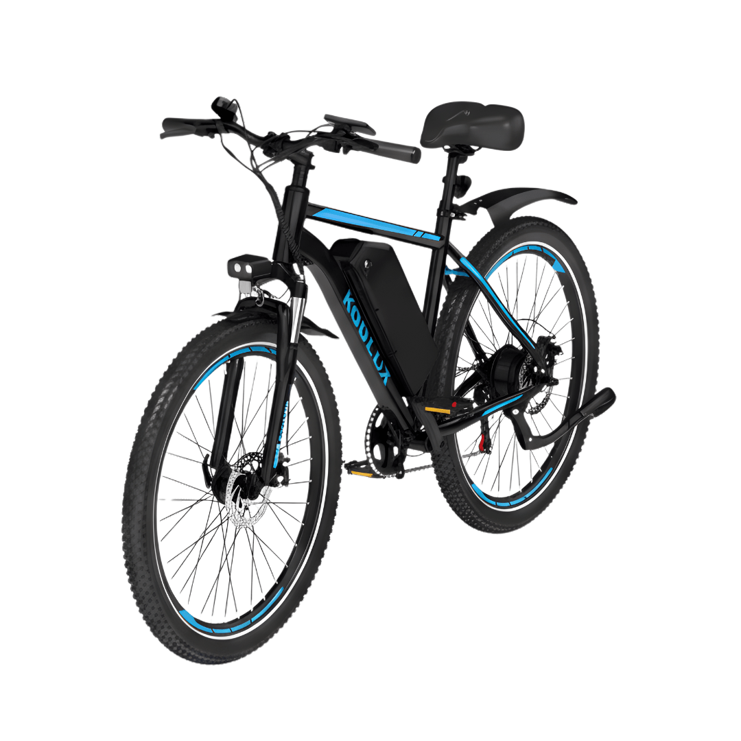 VTT électrique KOOLUX X15 vu de trois-quarts avant coloris noir