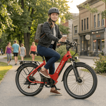 Homme roulant sur le vélo électrique KOOLUX X2 dans un parc