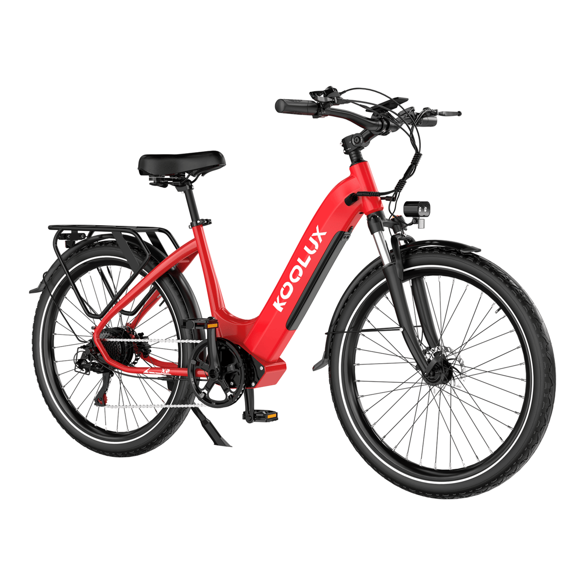 Vélo électrique KOOLUX X2 vu de trois-quarts arrière coloris rouge