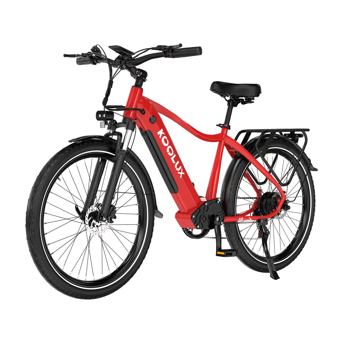 Vélo électrique KOOLUX X3 vu de trois-quarts avant coloris rouge