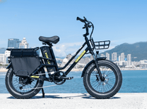 Vélo électrique fat bike KOOLUX X8 vu de profil au bord de la mer