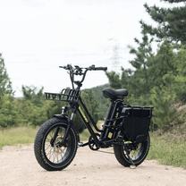Vélo électrique fat bike KOOLUX X8 vu de trois-quarts avant sur une allée
