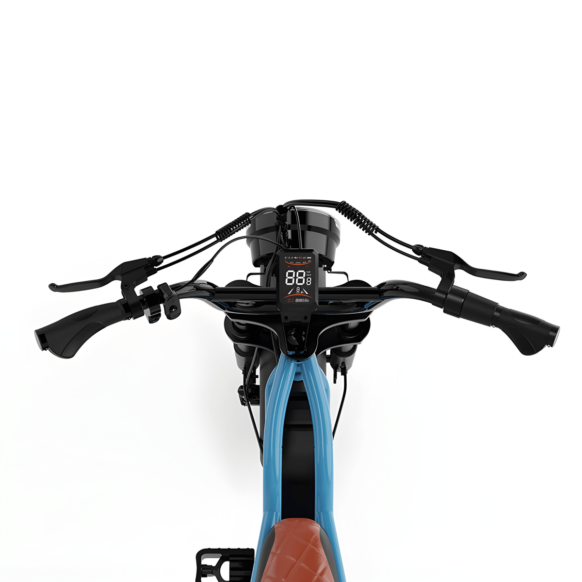 Guidon du KOOLUX X9 Mini avec écran et commandes coloris bleu