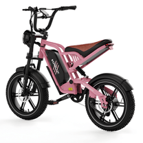 Vélo électrique fat bike KOOLUX X9 Mini vu de trois-quarts avant coloris rose