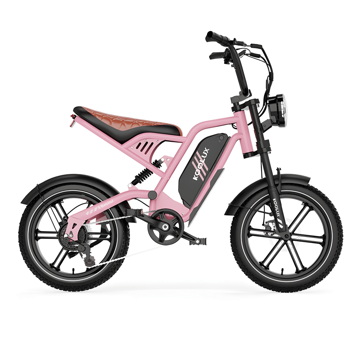 Vélo électrique fat bike KOOLUX X9 Mini vu de profil coloris rose
