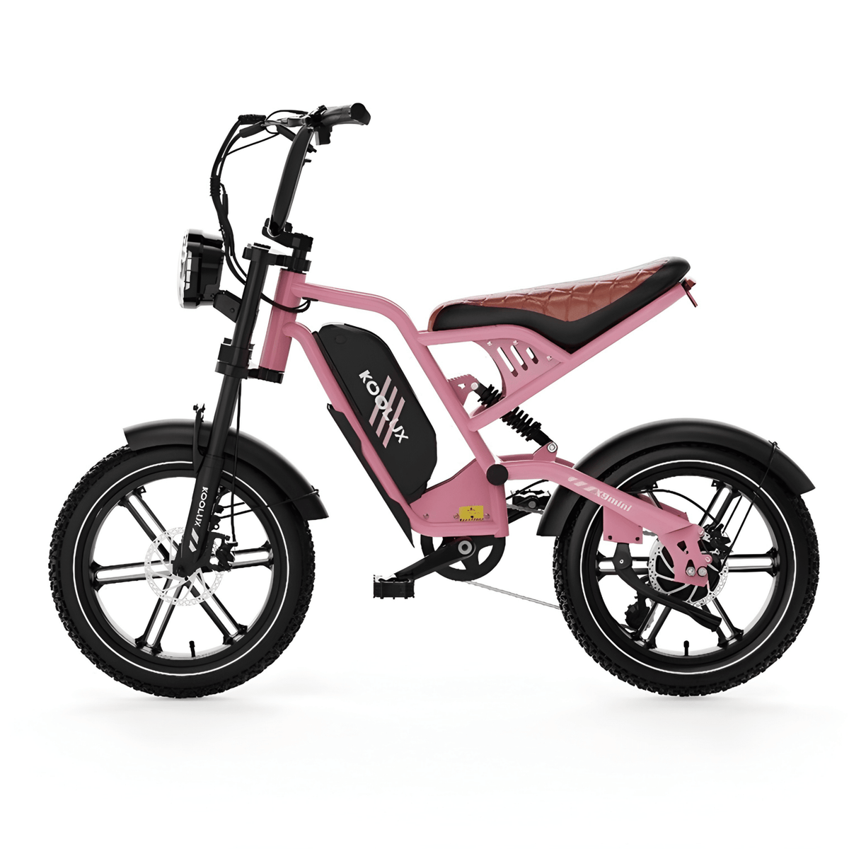 Vélo électrique fat bike KOOLUX X9 Mini vu de profil coloris rose