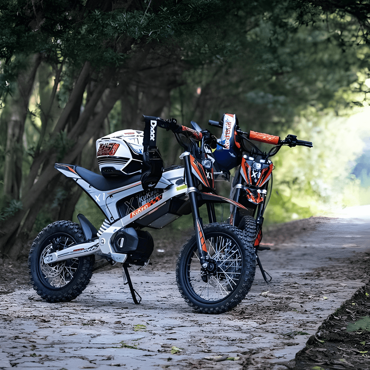 Personne debout avec la moto-cross électrique KuKirin X1
