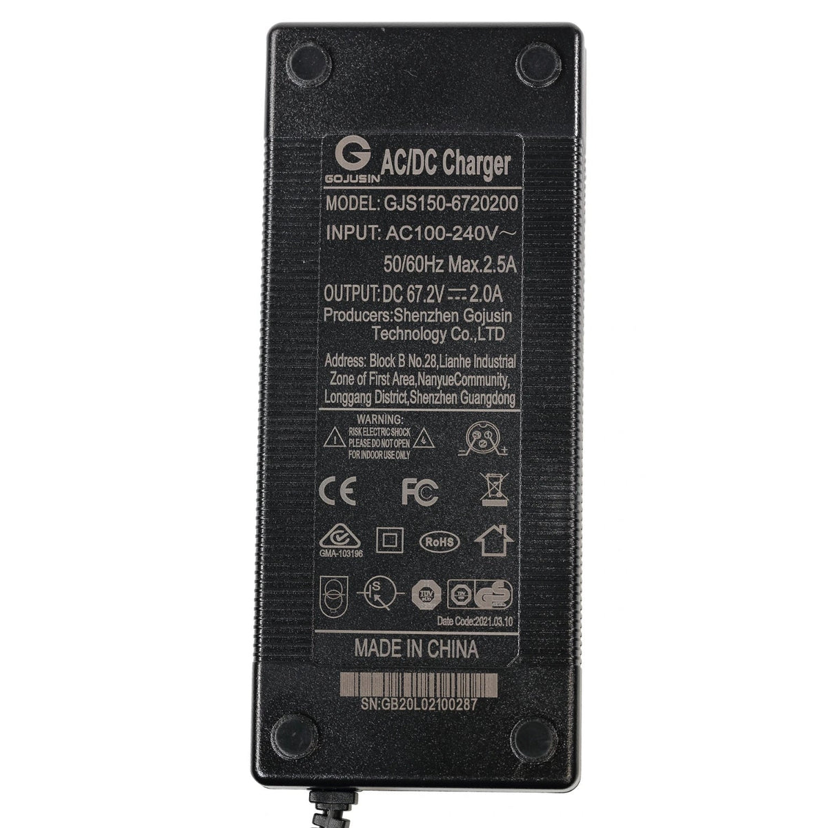 Chargeur pour VSETT/ZERO 60V, vue de dessus