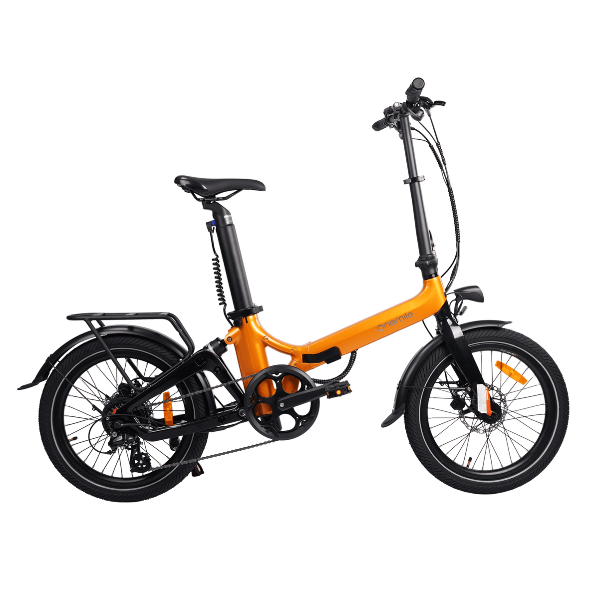 Vélo électrique pliant Onemile E2 vu de profil coloris orange