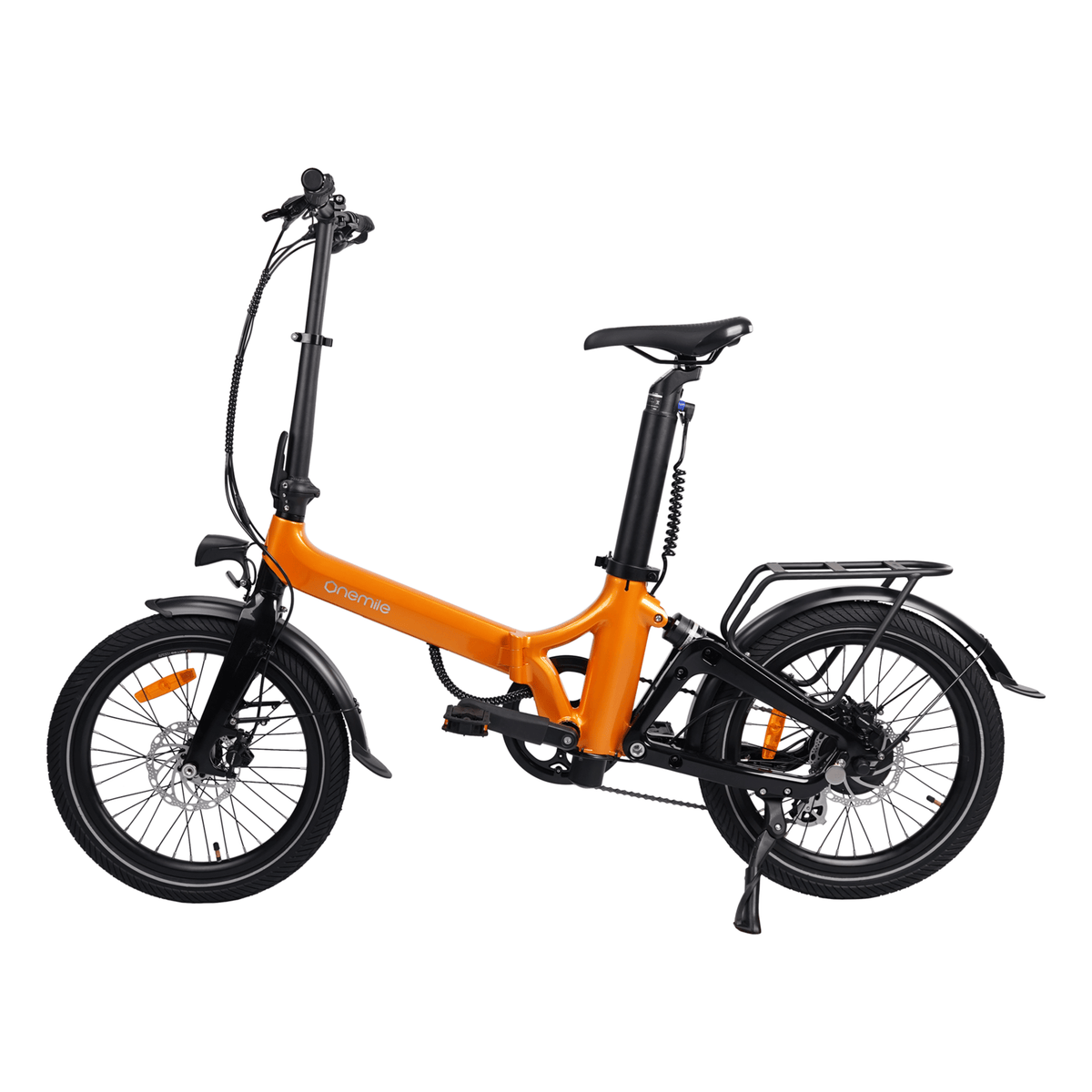 Vélo électrique pliant Onemile E2 vu de profil coloris orange