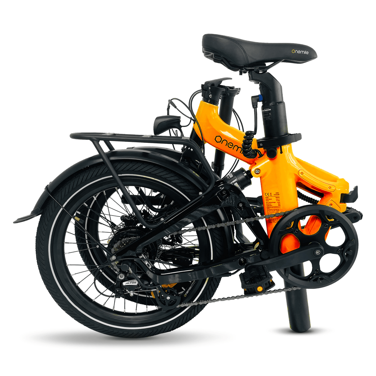 Vélo électrique pliant Onemile E2 plié coloris orange