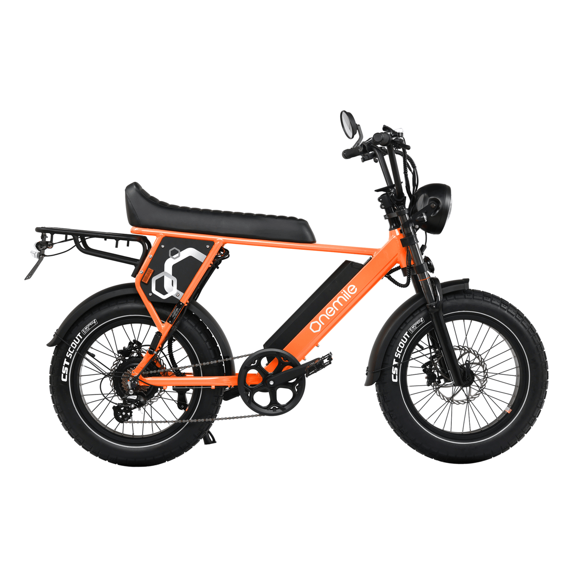 Vélo électrique fat bike Onemile P40 Pro vu de profil coloris orange