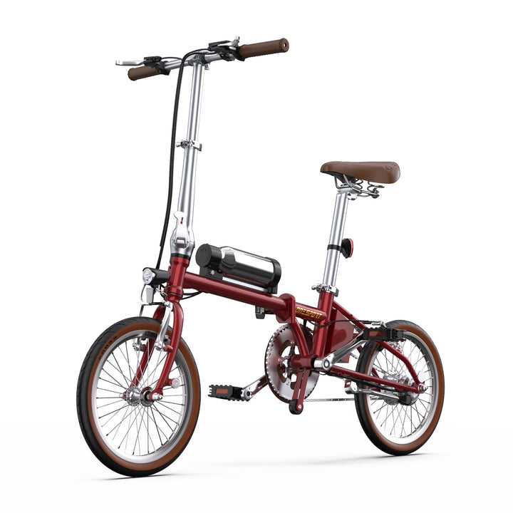 Vélo électrique pliant OneSport OT02 vu de face coloris rouge