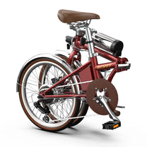 Vélo électrique pliant OneSport OT02 Pro plié de dos coloris rouge