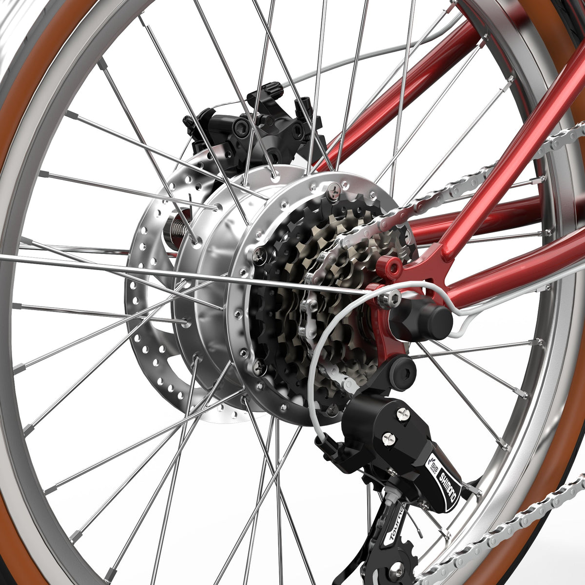 Dérailleur et chaîne de l'OneSport OT02 Pro coloris rouge