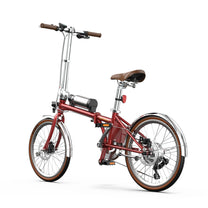 Vélo électrique pliant OneSport OT02 Pro, vue de trois-quarts arrière en rouge