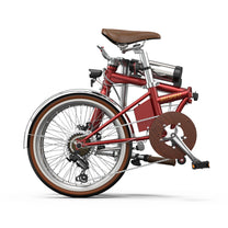 Vélo électrique pliant OneSport OT02 Pro plié, vu de profil coloris rouge