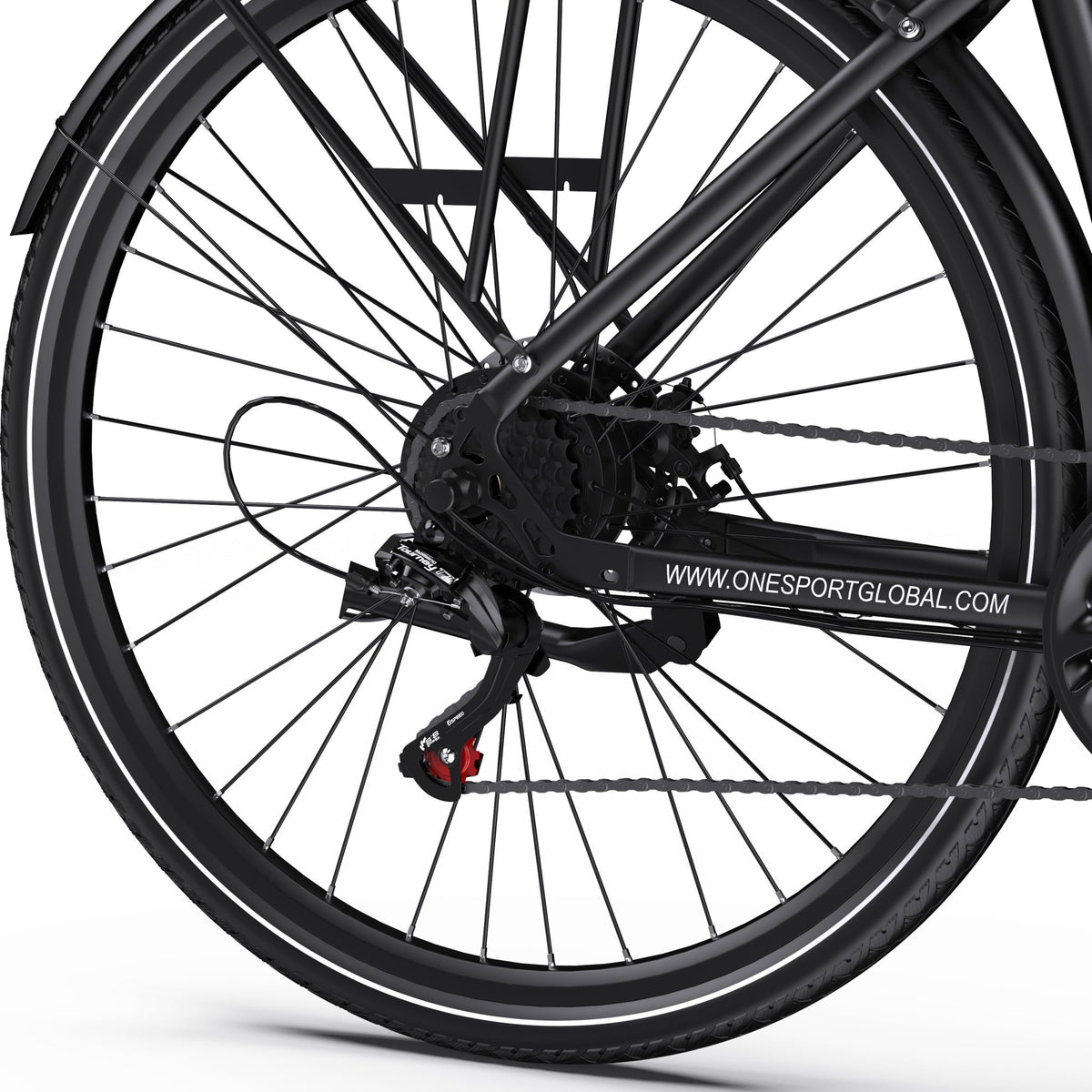 Dérailleur et chaîne de l'OneSport OT12 coloris noir