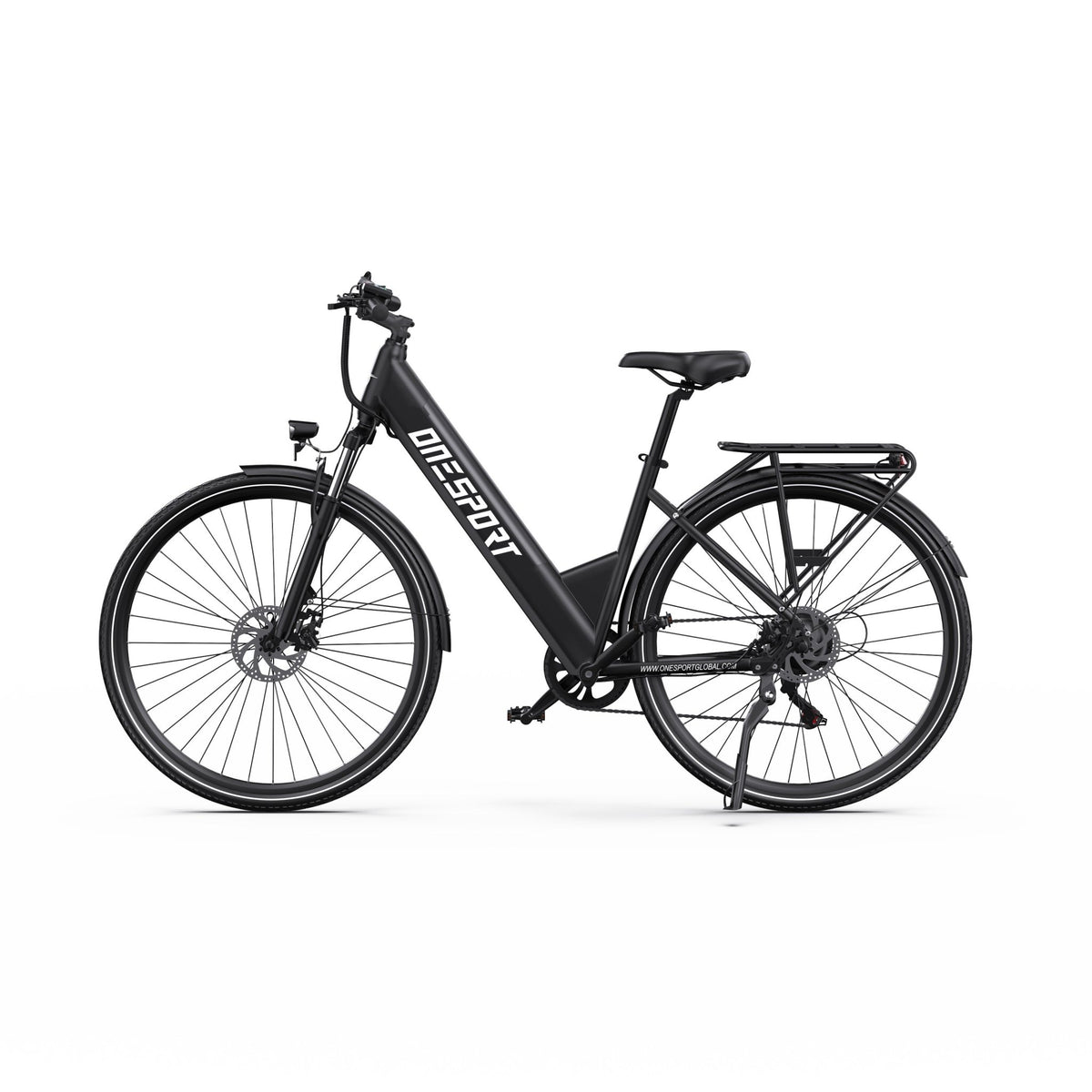 Vélo électrique OneSport OT12 vu de profil coloris noir