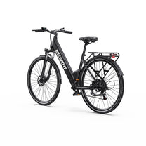 Vélo électrique OneSport OT12 vu de trois-quarts arrière de l'autre côté coloris noir