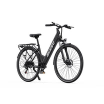 Vélo électrique OneSport OT12, vue de trois-quarts avant en noir