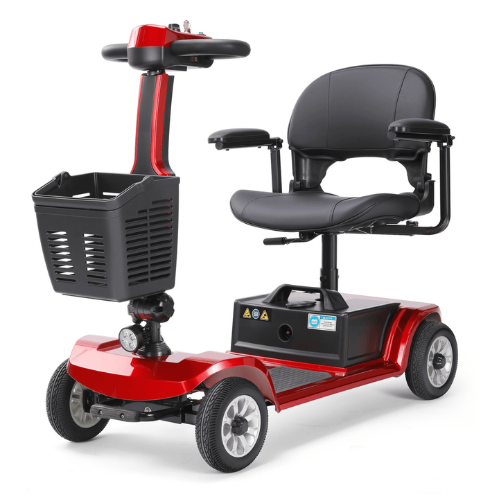 Scooter de mobilité SEEDREAM S-02 vu de trois-quarts avant coloris rouge
