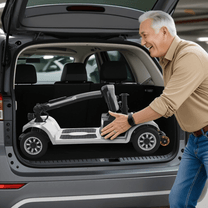 Scooter de mobilité SEEDREAM S-02 plié dans le coffre d'une voiture