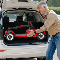 Scooter de mobilité SEEDREAM X-02 plié dans le coffre d'une voiture