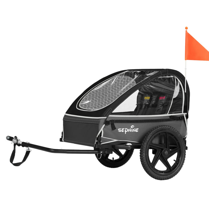 Remorque vélo enfant Smart en noir vue de profil