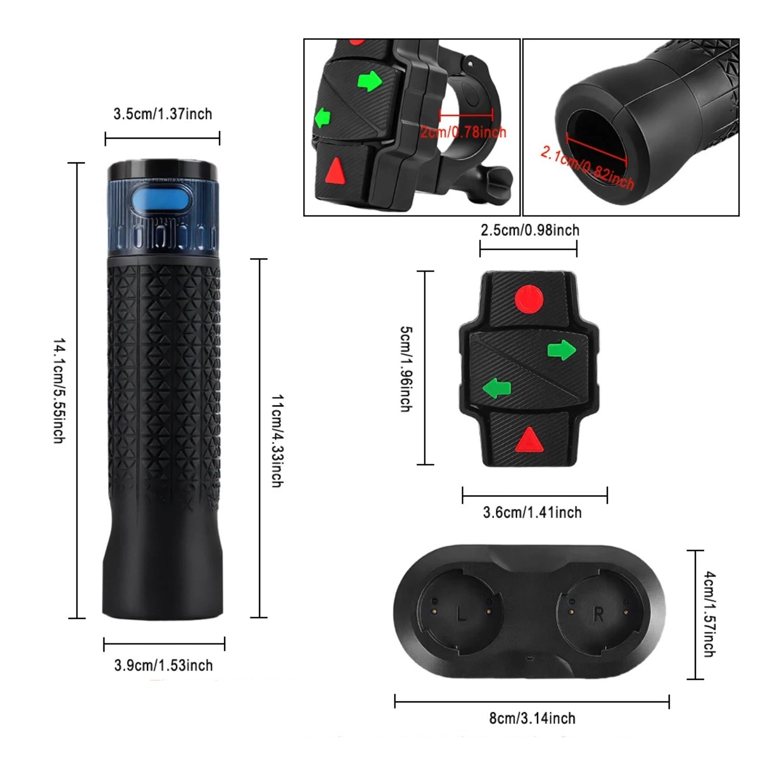 Smart gummihandtag med blinkers Plus - Tillbehör - Wheelyshop