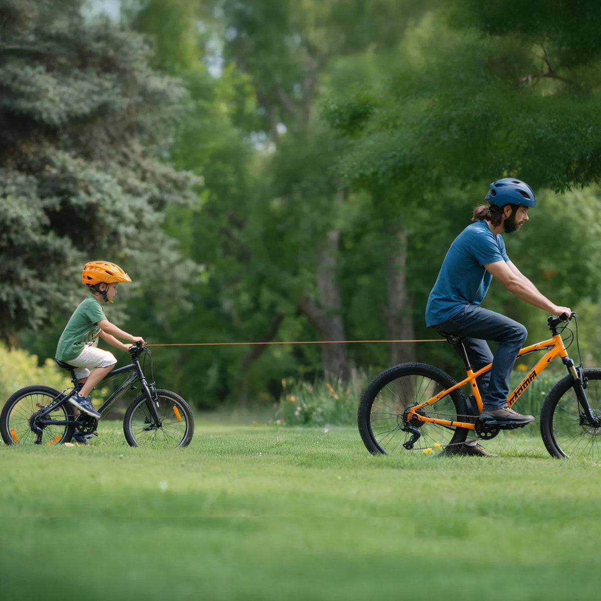 Corde de remorquage rétractable intelligente avec crochet pour vélo en train de remorquer un vélo d’enfant
