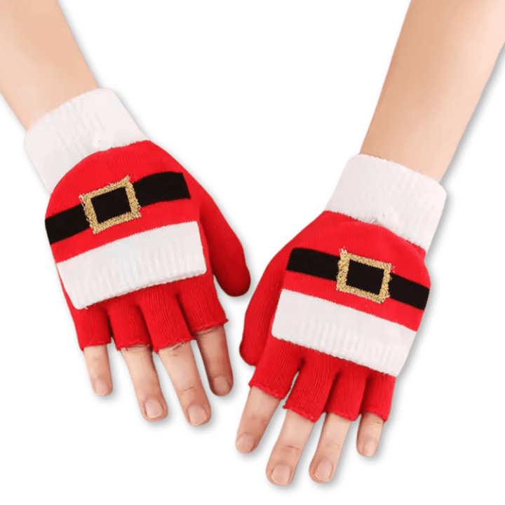 Gants Christmas Edition à motif Père Noël, portés